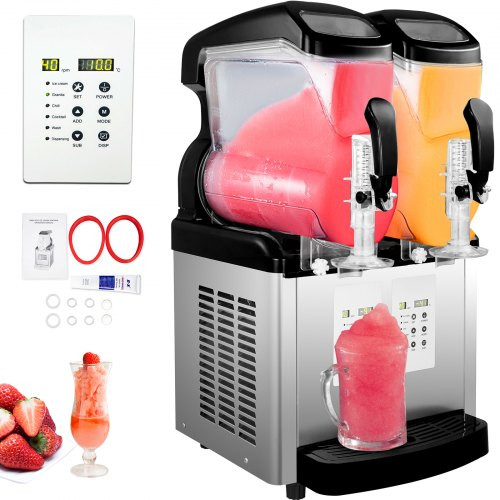 110V 2 in 1 Commercial Slushy Machine 2x6L Temperature -10? to 5? Soft Ice Cream Maker 1300W LED Display Automatic Clean Preservation Function for Supermarkets Cafes Restaurants Snack Bar 110V 2 in 1 Commercial Slushy Machine 2x6L Temperature -10? to 5? Soft Ice Cream Maker 1300W LED Display Automatic Clean Preservation Function for Supermarkets Cafes Restaurants Snack Bar