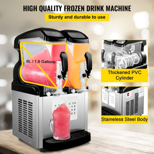 110V 2 in 1 Commercial Slushy Machine 2x6L Temperature -10? to 5? Soft Ice Cream Maker 1300W LED Display Automatic Clean Preservation Function for Supermarkets Cafes Restaurants Snack Bar 110V 2 in 1 Commercial Slushy Machine 2x6L Temperature -10? to 5? Soft Ice Cream Maker 1300W LED Display Automatic Clean Preservation Function for Supermarkets Cafes Restaurants Snack Bar