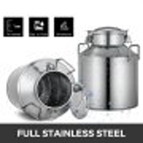 304 Stainless Steel Milk Can 10 Liter Milk bucket Wine Pail Bucket 2.6 Gallon Milk Can Tote Jug with Sealed Lid Heavy Duty