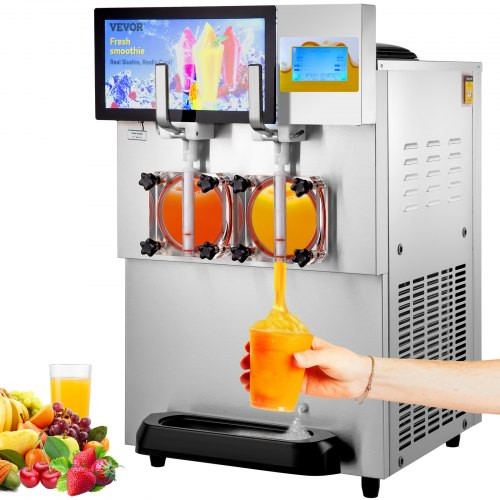 Commercial Slushy Machine, 8L / 2.1 Gal Double Bowl Margarita Machine, 1155W Stainless Steel Margarita Smoothie Frozen Drink Maker, Slushie Machine for Party Cafes Restaurants Bars Home