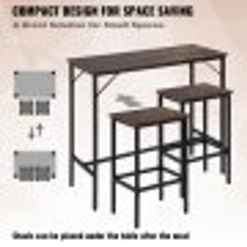 Bar Table and Chairs Set 39" Pub Table Set with 2 Bar Stools Kitchen Dining Table and Chairs Set for 2 Iron Frame Counter Height Dining Sets for Home, Kitchen, Living Room