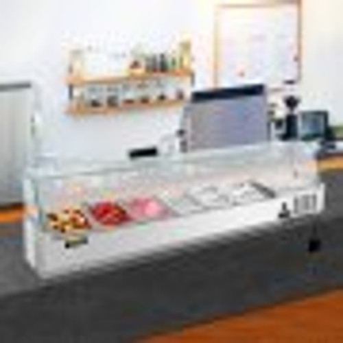 Refrigerated Condiment Prep Station, 60-Inch, 16.8Qt Sandwich Prep Table w/ 4 1/3 Pans & 4 1/6 Pans, 146W Salad Bar w/ 304 Stainless Body Tempered Glass Shield Digital Temp Display Auto Defrost Refrigerated Condiment Prep Station, 60-Inch, 16.8Qt Sandwich Prep Table w/ 4 1/3 Pans & 4 1/6 Pans, 146W Salad Bar w/ 304 Stainless Body Tempered Glass Shield Digital Temp Display Auto Defrost