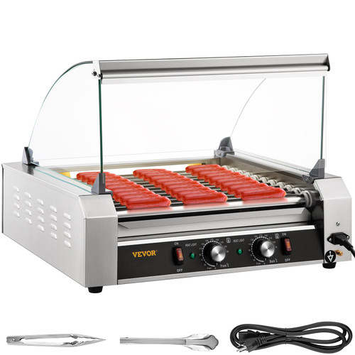 Hot Dog Roller, 30 Hot Dog Capacity 11 Rollers, 1800W Stainless Steel Cook Warmer Machine w/ Cover & Dual Temp Control, LED Light & Detachable Drip Tray, Sausage Grill Cooker for Kitchen Canteen Hot Dog Roller, 30 Hot Dog Capacity 11 Rollers, 1800W Stainless Steel Cook Warmer Machine w/ Cover & Dual Temp Control, LED Light & Detachable Drip Tray, Sausage Grill Cooker for Kitchen Canteen