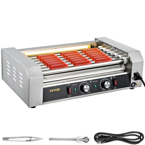 Hot Dog Roller, 18 Hot Dog Capacity 7 Rollers, 1050W Stainless Steel Cook Warmer Machine with Dual Temp Control, LED Light and Detachable Drip Tray, Hot Dog Roller, 18 Hot Dog Capacity 7 Rollers, 1050W Stainless Steel Cook Warmer Machine with Dual Temp Control, LED Light and Detachable Drip Tray,