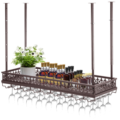 Ceiling Wine Glass Rack, 35.8 x 13 inch Hanging Wine Glass Rack, 18.9-35.8 inch Height Adjustable Hanging Wine Rack Cabinet, Coppery Wall-Mounted Wine Glass Rack Perfect for Bar Cafe Kitchen Ceiling Wine Glass Rack, 35.8 x 13 inch Hanging Wine Glass Rack, 18.9-35.8 inch Height Adjustable Hanging Wine Rack Cabinet, Coppery Wall-Mounted Wine Glass Rack Perfect for Bar Cafe Kitchen