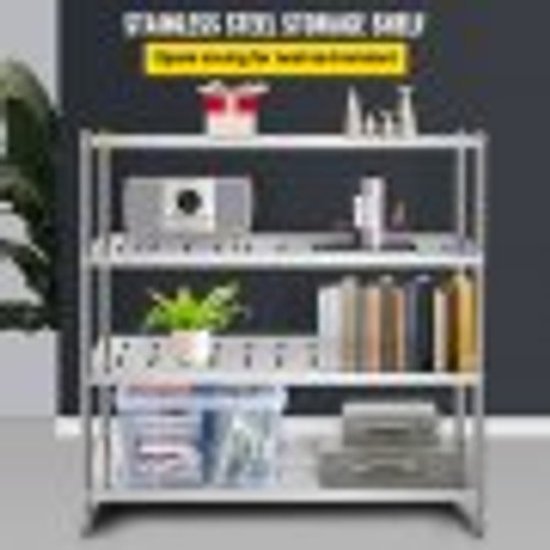 Storage Shelf, 4-Tier Storage Shelving Unit, Stainless Steel Garage Shelf, 59.1 x 17.7 x 61 inch Heavy Duty Storage Shelving, 529 Lbs Total Capacity with Adjustable Height and Vent Holes Storage Shelf, 4-Tier Storage Shelving Unit, Stainless Steel Garage Shelf, 59.1 x 17.7 x 61 inch Heavy Duty Storage Shelving, 529 Lbs Total Capacity with Adjustable Height and Vent Holes