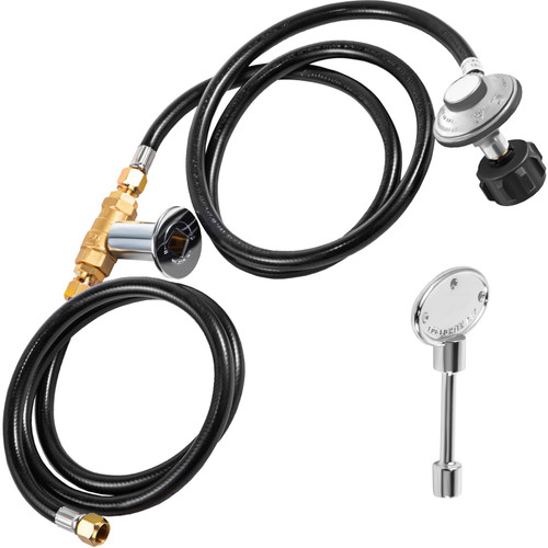 Fire Pit Installation Kit, 90K BTU Max Propane Fire Pit Hose Kit, CSA Certified Propane Connection Kit, Gas Mixer Regulator with 1/2" Chrome Key Valve for Propane Connection