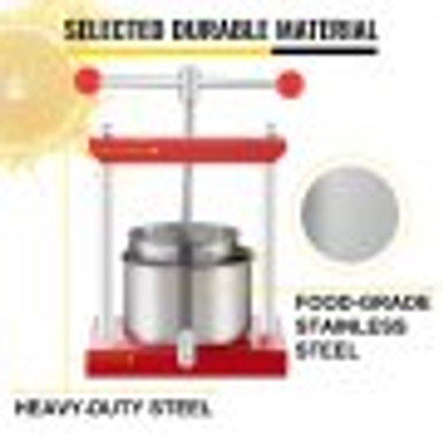 Fruit Wine Press, 1.45Gal/5.5L Grape Press for Wine Making, Wine Press Machine with 2 Stainless Steel Barrels, Wine Cheese Fruit Vegetable Tincture Press with T-Handle and 0.1"/3mm Thick Plate