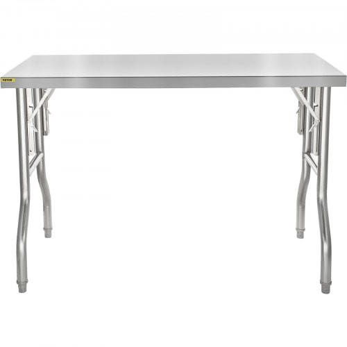 48 x 30 Inch Folding Commercial Prep Table Commercial Worktable Workstation, Heavy-Duty Stainless Steel Folding Table with 220 lbs Load, Silver Stainless Steel Kitchen Island?Kitchen Work Table