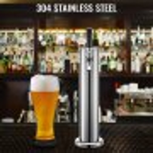 Beer Tower, Single Faucet Kegerator Tower, Stainless Steel Draft Beer Tower, 3" Dia. Column Beer Dispenser Tower, Beer Tower Kit With Hose, Wrench, Cover for Home & Bar