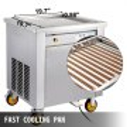 Commercial Rolled Ice Cream Machine, 1350W Stir-Fried Yogurt Cream Maker, Ice Cream Roll Machine w/ 19.7-Inch Square Pan, 2 Defrost Methods (Button & Pedal), Perfect for Bars Cafes Dessert Shops