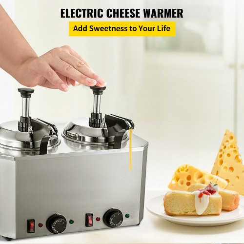 2.6 Quart Electric Cheese Dispenser with Pump 650W Nacho Cheese Sauce Hot  Fudge Caramel Warmer with Pump Stainless Steel Cheese Dispenser