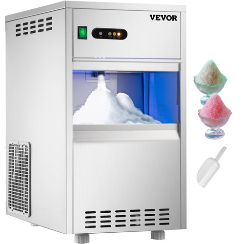 110V Commercial Snowflake Ice Maker 44LBS/24H, ETL Approved Food Grade Stainless Steel Flake Ice Machine Freestanding Flake Ice Maker for Seafood Restaurant, Water Filter and Spoon Included