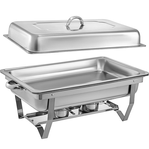Chafing Dish 4 Packs 8 Quart Stainless Steel Chafer Full Size Rectangular Chafers for Catering Buffet Warmer Set with Folding Frame