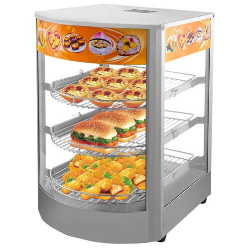 110V 14-Inch Commercial Food Warmer Display 3-Tier 800W Electric Food Warmer Display 86-185? Tempered-Glass Door Pastry Display Case with 2 Trays & 1 Bread Tong for Restaurant Hamburger Pizza