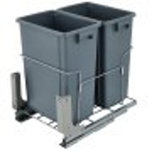 Pull-Out Trash Can, 37Qt Double Bins, Under Mount Kitchen Waste Container with Soft-Close Slides, 44 lbs Load Capacity & Door-Mounted Brackets, Garbage Recycling Bin for Kitchen Cabinet, Grey Pull-Out Trash Can, 37Qt Double Bins, Under Mount Kitchen Waste Container with Soft-Close Slides, 44 lbs Load Capacity & Door-Mounted Brackets, Garbage Recycling Bin for Kitchen Cabinet, Grey