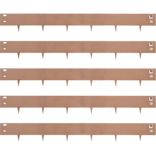 Steel Lawn Edging, 5PCS Metal Landscape Edging, 3"x39" Garden Edging Border, Flexible Galvanized Steel Landscape Border, 16.25 ft Length Landscaping Metal Edging, Brown Lawn Edge for Garden Yard