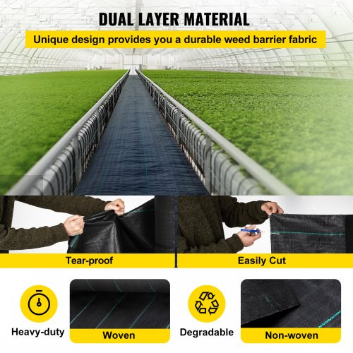 Garden Weed Barrier Fabric, 5.8 OZ Heavy Duty Landscape Fabric, 4ft x 100ft Weed Block Control for Garden Ground Cover, Woven Geotextile Fabric for Landscaping, Gardening, Underlayment, Black