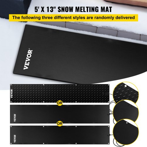 5ft x 13in Walkway, 120V Ice, PVC Heated 6ft Power Cord, Slip-Proof, Ideal Winter Outdoor Snow Mat, 2'' per Hour Melting Speed, Black