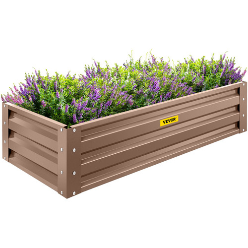 Galvanized Raised Garden Bed, 48" x 24" x 10" Metal Planter Box, Brown Steel Plant Raised Garden Bed Kit, Planter Boxes Outdoor for Growing Vegetables,Flowers,Fruits,Herbs,and Succulents
