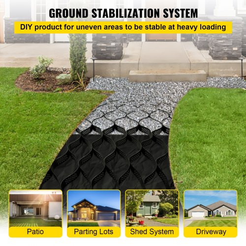 Ground Grid, 1885 lbs per Sq Ft Load Geo Grid, 3" Depth Permeable Stabilization System for DIY Patio, Walkway, Shed Base, Light Vehicle Driveway, Parking Lot, Grass, and Gravel