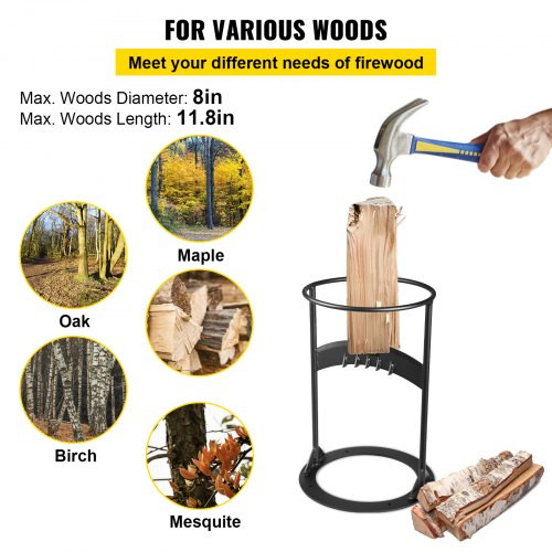 Log Splitter 17" x 10.8", Wood Splitter for 8" Diameter Wood, Firewood Splitter 6.6 Lbs, Easy to Carry, Manual Log Splitter Made of Q235 Steel, with 4 Screws & Blade Cover, for Home, Campsite