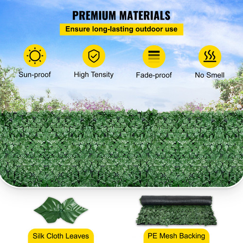 Artificial Ivy Privacy Fence Screen, 59"x158" Ivy Fence, PP Faux Ivy Leaf Artificial Hedges Fence, Faux Greenery Outdoor Privacy Panel Decoration for Garden, Decor, Balcony, Patio, Indoor