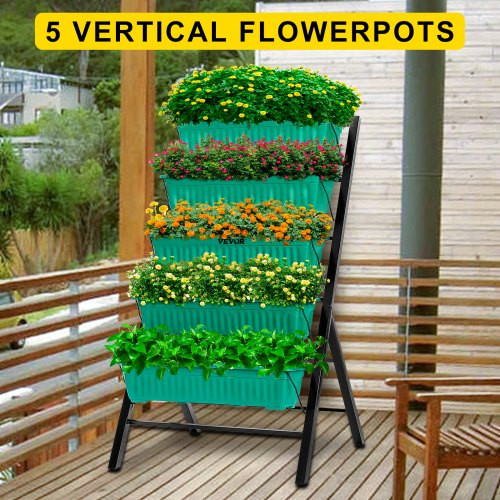 Vertical Garden Planter 4 Feet Vertical Planters Outdoor with 5 Container Boxes Tiered Garden Bed Vertical Garden Vertical Planter for Patio Balcony Indoor Outdoor Flowers Herb Vegetables