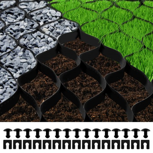 Ground Grid, 1885 lbs per Sq Ft Load Geo Grid, 2" Depth Permeable Stabilization System for DIY Patio, Walkway, Shed Base, Light Vehicle Driveway, Parking Lot, Grass, and Gravel