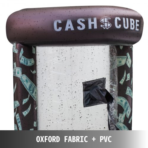 Inflatable Cash Cube with Two Blowers Inflatable Cash Cube Booth Black Cash Cube Money Machine Quick Inflated Cash Cube Water-Proof Money Booth Machine Money Grab Catch for Promotion Events