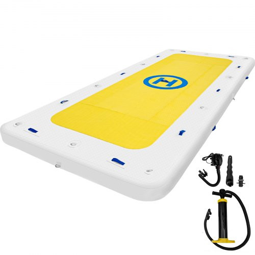 Inflatable Dock Floating Platform, 12 x 6 ft, 3-5 Person Capacity, 6 inches Thick, Swim Dock with Hand Pump, Electric Air Pump & Storage Bag, Drop Stitch PVC Non-Slip Raft for Pool Beach Ocean