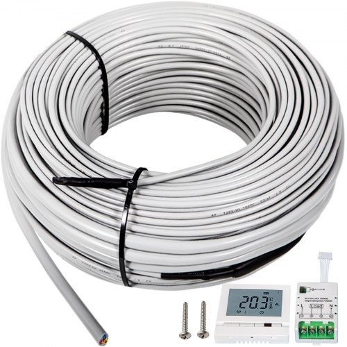 Ditra Floor Heating Cable,475W 120V Floor Tile Heat Cable,124.1 FT Long,37.5 sqft,with Convenient Temperature Control Panel,No Noise or Radiation