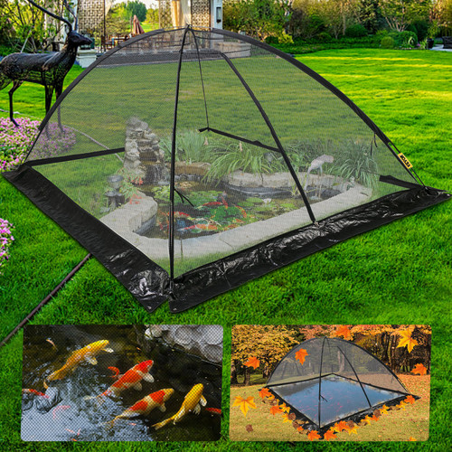 Pond Cover Dome, 10x14 FT Garden Pond Net, 1/2 inch Mesh Dome Pond Net Covers with Zipper and Wind Rope, Black Nylon Pond Netting for Pond Pool and Garden to Keep Out Leaves