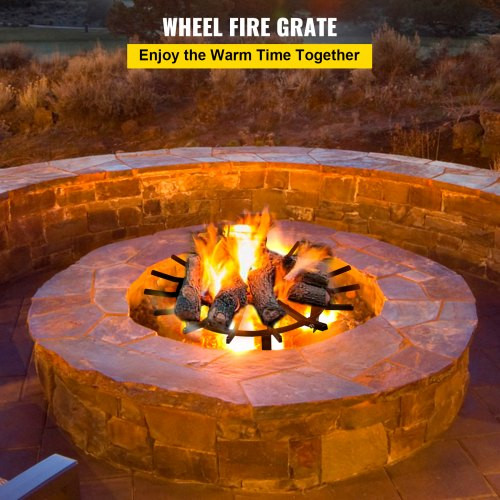 32in Fire Grate Log Grate ,Wagon Wheel Firewood Grates 16 Iron Bars, Fireplace Grates Burning Rack Holder 6 Legs for Indoor Chimney, Hearth Wood Stove and Outdoor Camping Fire Pit