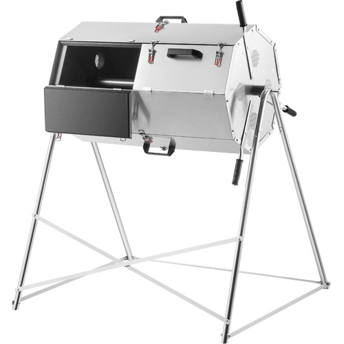Compost Tumbler, 400L / 106 Gal, Rustproof Stainless Steel Dual-Chamber Garden Composter, Heavy-Duty, All-Season Outdoor Compost Bin, Fast-Working