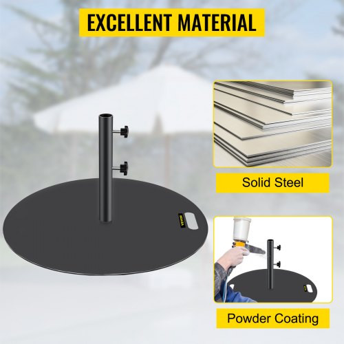 Umbrella Base, 27" Round Umbrella Base, 39lbs Umbrella's Holder Stand, Cast Iron Umbrella Base for 1.5-1.875" Umbrella Pole Market Umbrella Base with 14" Height Pipe for Yard/Garden/Deck
