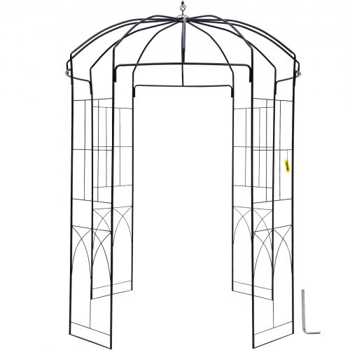 Birdcage Shape Garden Arbor, 9' High x 6.6' Wide, Heavy Duty Wrought Iron Arbor, Wedding Arch Trellis for Climbing Vines in Outdoor Garden, Lawn, Backyard, Patio, Black