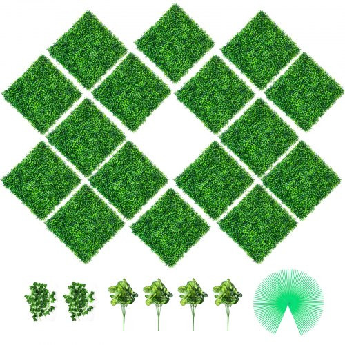 Artificial Boxwood Panels, 16 PCS 20"x20" Boxwood Hedge Wall Panels, PE Artificial Grass Backdrop Wall 1.6", Privacy Hedge Screen for Decoration of Outdoor, Indoor, Garden, Fence, and Backyard