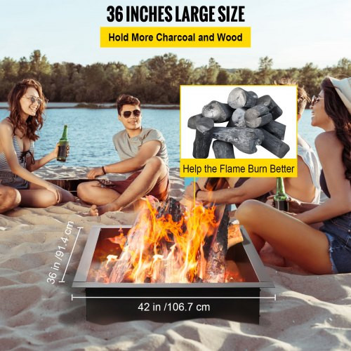 Fire Pit Ring, 42-Inch Outer/36-Inch Inner Diameter Fire Pit Liner,1.5 mm Thickness Fire Pit Insert, DIY Fire Ring On & In-Ground, Smokeless Bonfire Liner with Easy Assembly for Outdoors