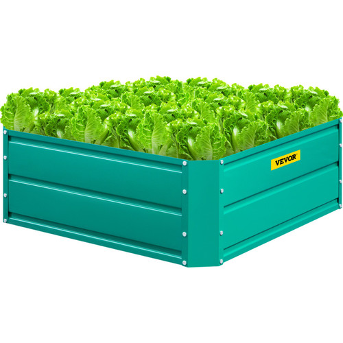 Galvanized Raised Garden Bed, 32" x 32" x 12" Metal Planter Box, Green Steel Plant Raised Garden Bed Kit, Planter Boxes Outdoor for Growing Vegetables,Flowers,Fruits,Herbs,and Succulents