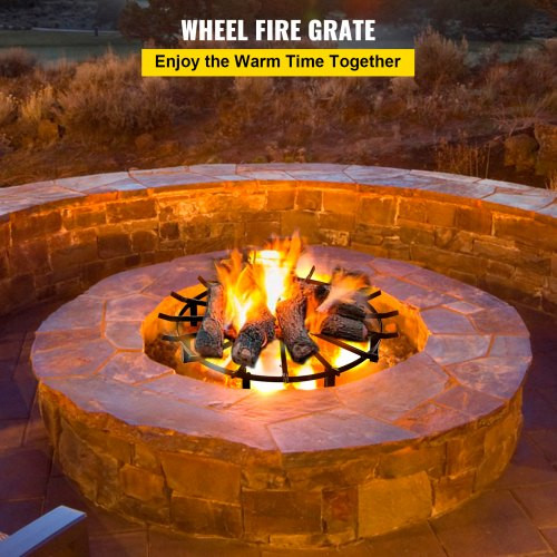 36in Fire Grate Log Grate ,Wagon Wheel Firewood Grates 16 Iron Bars, Fireplace Grates Burning Rack Holder 10 Legs for Indoor Chimney, Hearth Wood Stove and Outdoor Camping Fire Pit