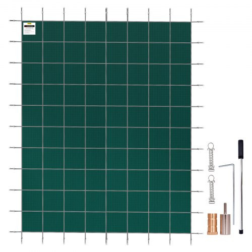 Pool Safety Cover Fits 16x30ft Rectangle Inground Safety Pool Cover Green Mesh Solid Pool Safety Cover for Swimming Pool Winter Safety Cover