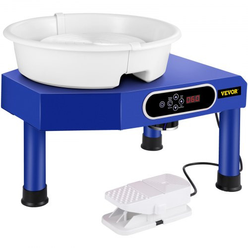 Pottery Wheel, Pottery Forming Machine 9.8" LCD Touch Screen, 350W Ceramic Pottery Electric DIY Clay Sculpting Tools, Foot Pedal & Detachable ABS Basin for Adults and Beginners Art Craft (Blue)