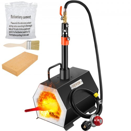 Propane Forge Portable, Single Burner Tool and Knife Making, Large Capacity Blacksmith Farrier Forges, Mini Furnace Blacksmithing, Gas Forging Tools and Equipment, Complete Kit