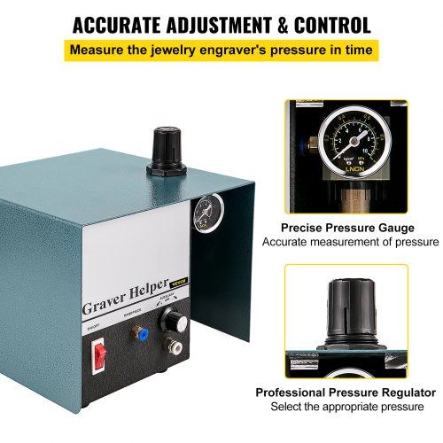 Jewelry Pneumatic Engraving Machine 1400 RPM Adjustable Speed Pneumatic Hand Engraving Machines 60Hz 80W Pneumatic Graver Handpiece with Single-Head for Jewelry, Crafts and Wrought Iron