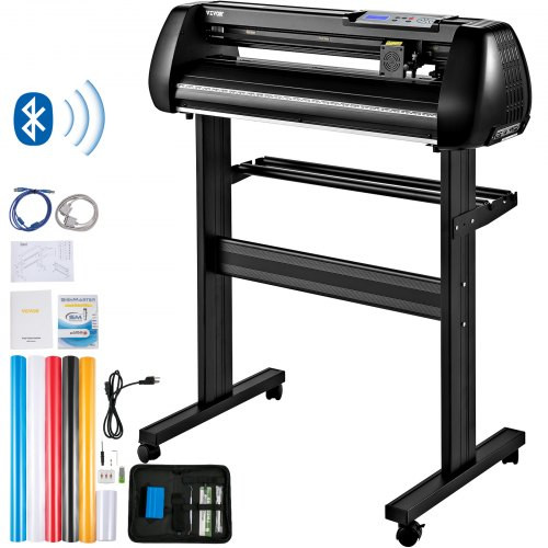 Vinyl Cutter Machine, 34in Offline Bluetooth Cutting Plotter Machine, 400in/10m Steel Roller Shaft Adjustable Speed Force, SignMaster Software Tool DIY Craft Kit for Sign Making Windows & Mobile