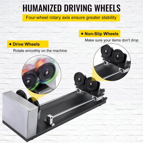 VEVOR Rotary Axis Attachment, 4 Wheels Laser Rotary Attachment, 57 Stepper  Motor Laser Cutter Rotary, 50 mm-350 mm Carving Length for Engraving