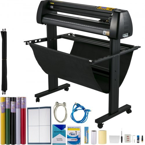 Off-line Vinyl Cutter Machine 870mm Vinyl Printer U-Disk, 34 inch Plotter Printer with Accessories & Floor Stand Vinyl Cutting Machine Adjustable Force and Speed for Sign Making Plotter Cutter