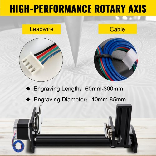 Rotary Axis Attachment, 4 Wheels Laser Rotary Attachment, 57 Stepper Motor Laser Cutter Rotary, 50 mm-350 mm Carving Length for Engraving Cutting Machine Spherical Carving Cylinder Carving