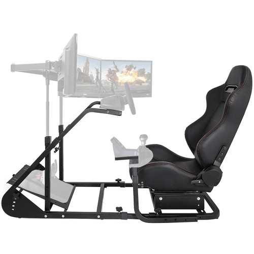 Rs6 Racing Simulator Cockpit Gaming Chair W/ Stand Stretchable Height Adjustable